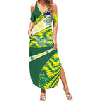 Personalised Australia Swimming Athlete Summer Maxi Dress Aboriginal Pattern Freestyle Swimmer Patriotic