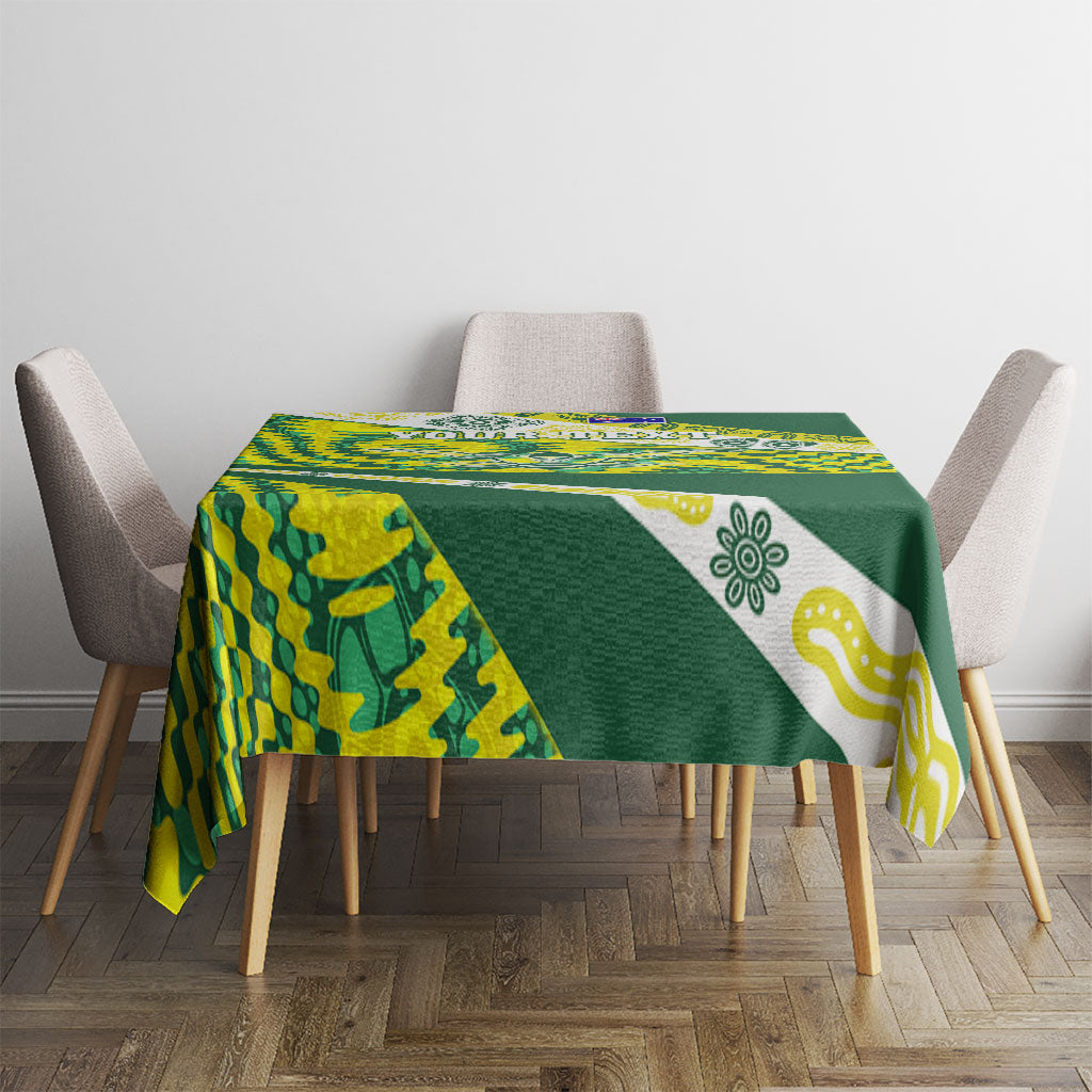 Personalised Australia Swimming Athlete Tablecloth Aboriginal Pattern Freestyle Swimmer Patriotic