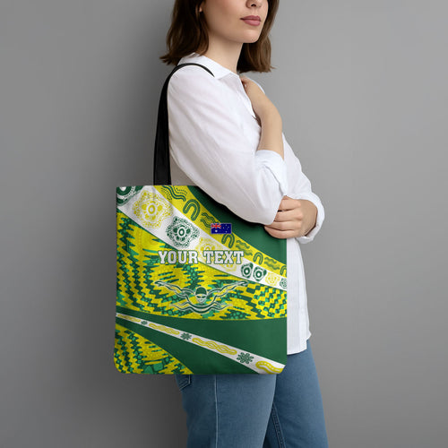 Personalised Australia Swimming Athlete Tote Bag Aboriginal Pattern Freestyle Swimmer Patriotic