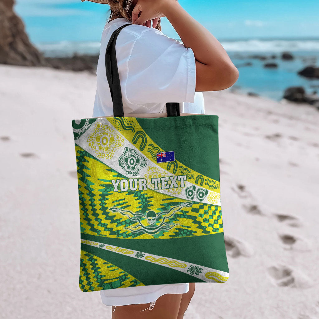 Personalised Australia Swimming Athlete Tote Bag Aboriginal Pattern Freestyle Swimmer Patriotic