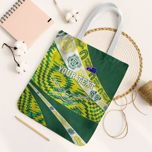 Personalised Australia Swimming Athlete Tote Bag Aboriginal Pattern Freestyle Swimmer Patriotic
