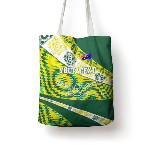 Personalised Australia Swimming Athlete Tote Bag Aboriginal Pattern Freestyle Swimmer Patriotic