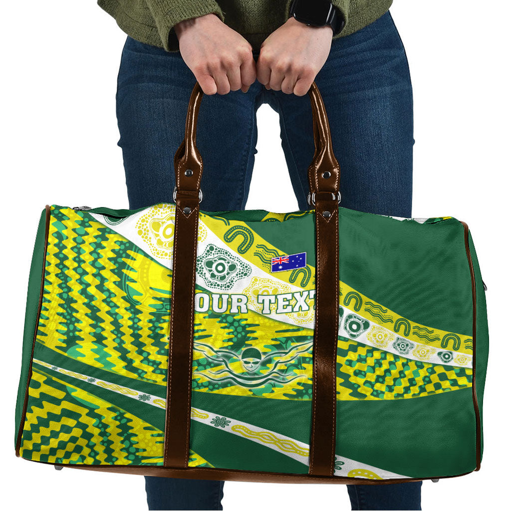 Personalised Australia Swimming Athlete Travel Bag Aboriginal Pattern Freestyle Swimmer Patriotic