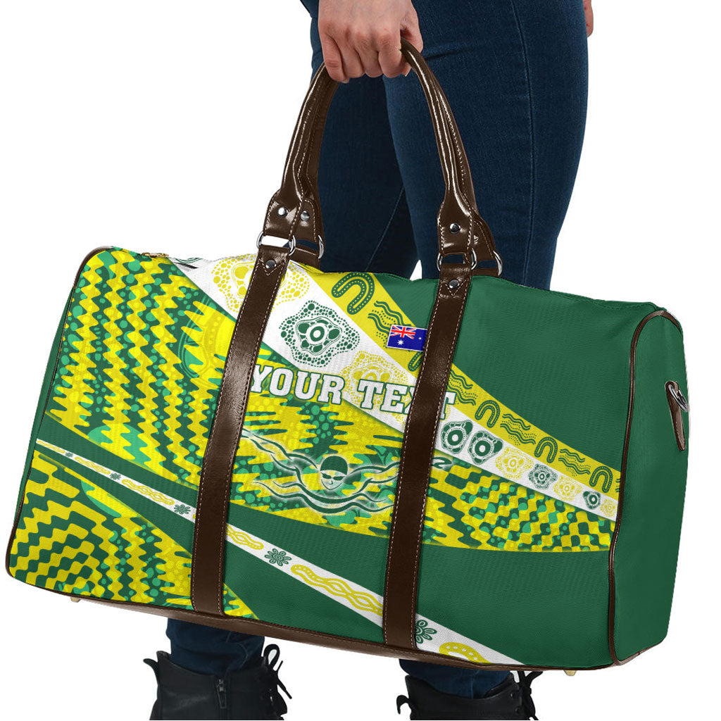 Personalised Australia Swimming Athlete Travel Bag Aboriginal Pattern Freestyle Swimmer Patriotic