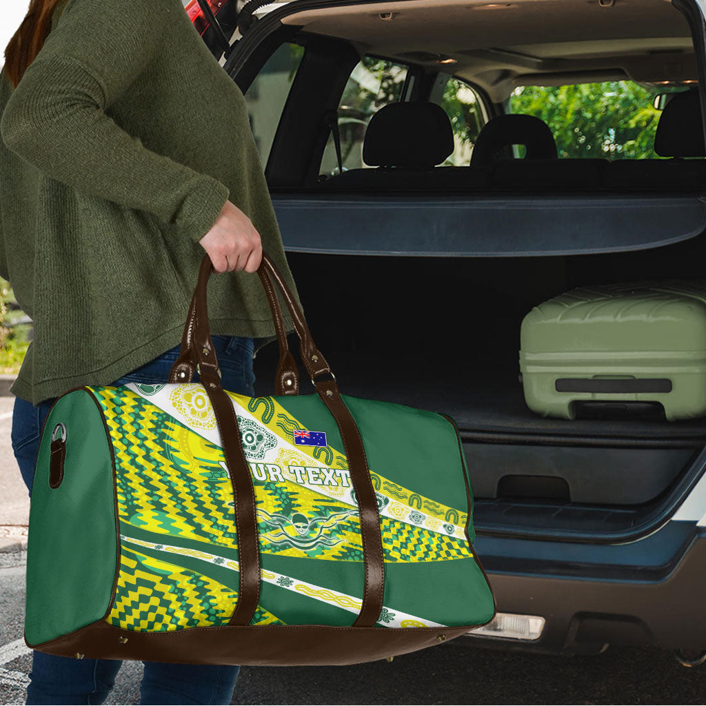 Personalised Australia Swimming Athlete Travel Bag Aboriginal Pattern Freestyle Swimmer Patriotic