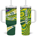 Personalised Australia Swimming Athlete Tumbler With Handle Aboriginal Pattern Freestyle Swimmer Patriotic