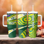 Personalised Australia Swimming Athlete Tumbler With Handle Aboriginal Pattern Freestyle Swimmer Patriotic