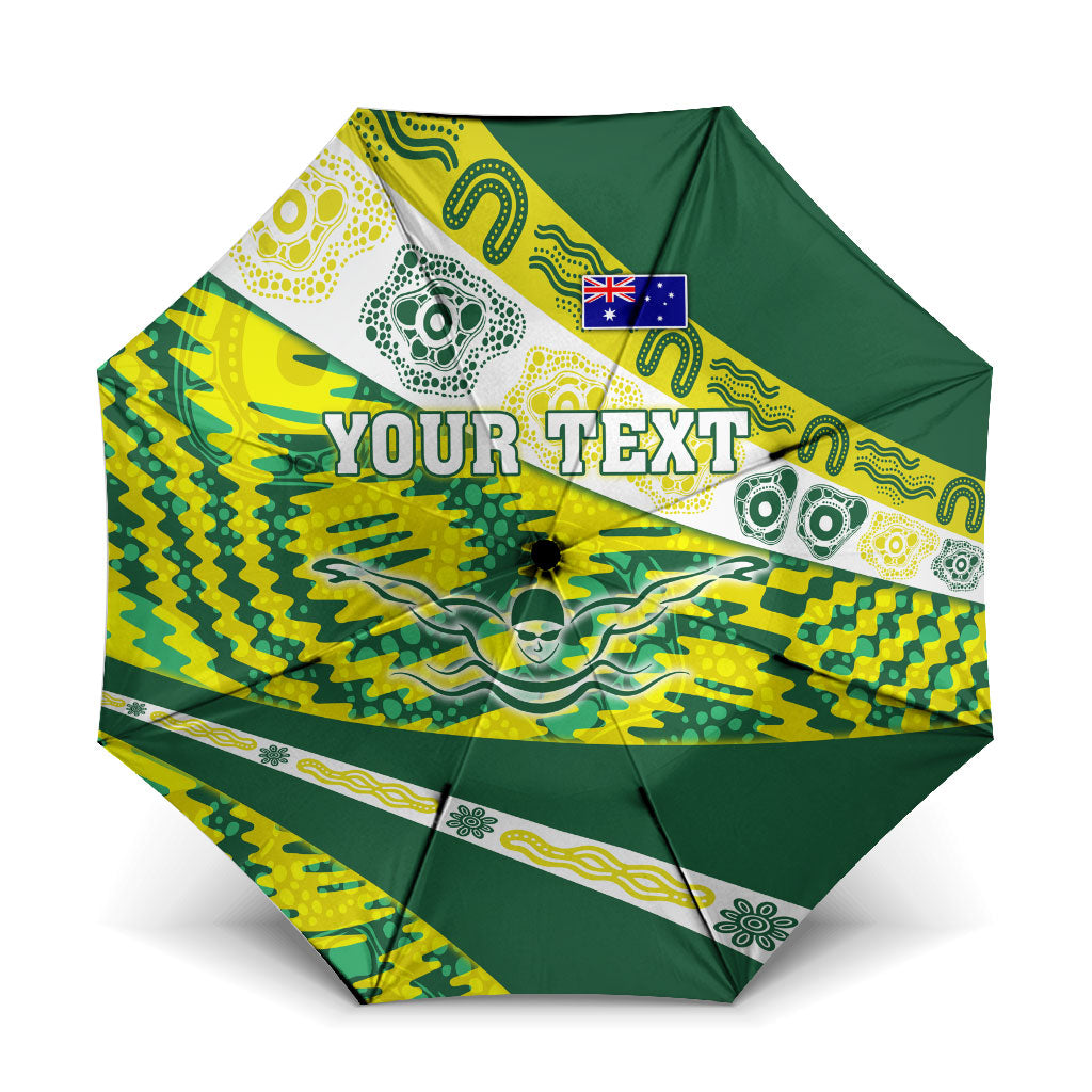 Personalised Australia Swimming Athlete Umbrella Aboriginal Pattern Freestyle Swimmer Patriotic