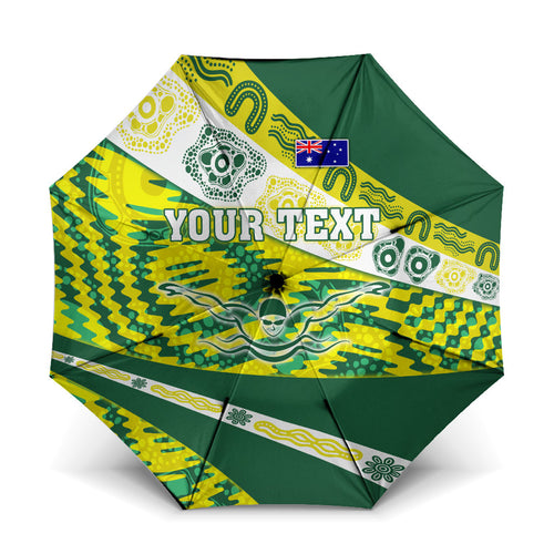 Personalised Australia Swimming Athlete Umbrella Aboriginal Pattern Freestyle Swimmer Patriotic