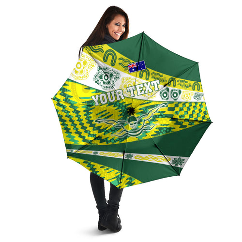 Personalised Australia Swimming Athlete Umbrella Aboriginal Pattern Freestyle Swimmer Patriotic
