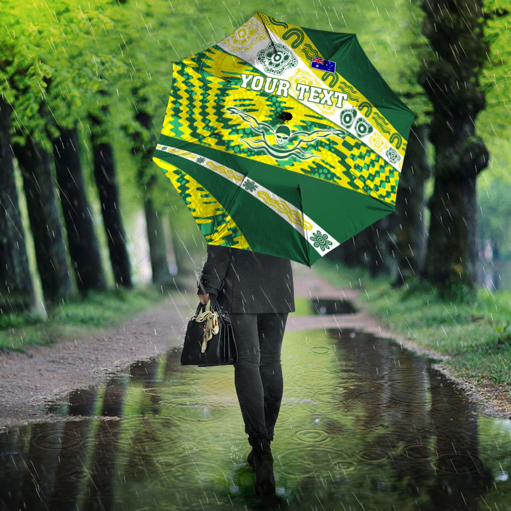 Personalised Australia Swimming Athlete Umbrella Aboriginal Pattern Freestyle Swimmer Patriotic