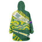 Personalised Australia Swimming Athlete Wearable Blanket Hoodie Aboriginal Pattern Freestyle Swimmer Patriotic