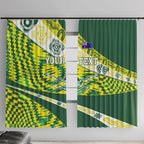 Personalised Australia Swimming Athlete Window Curtain Aboriginal Pattern Freestyle Swimmer Patriotic