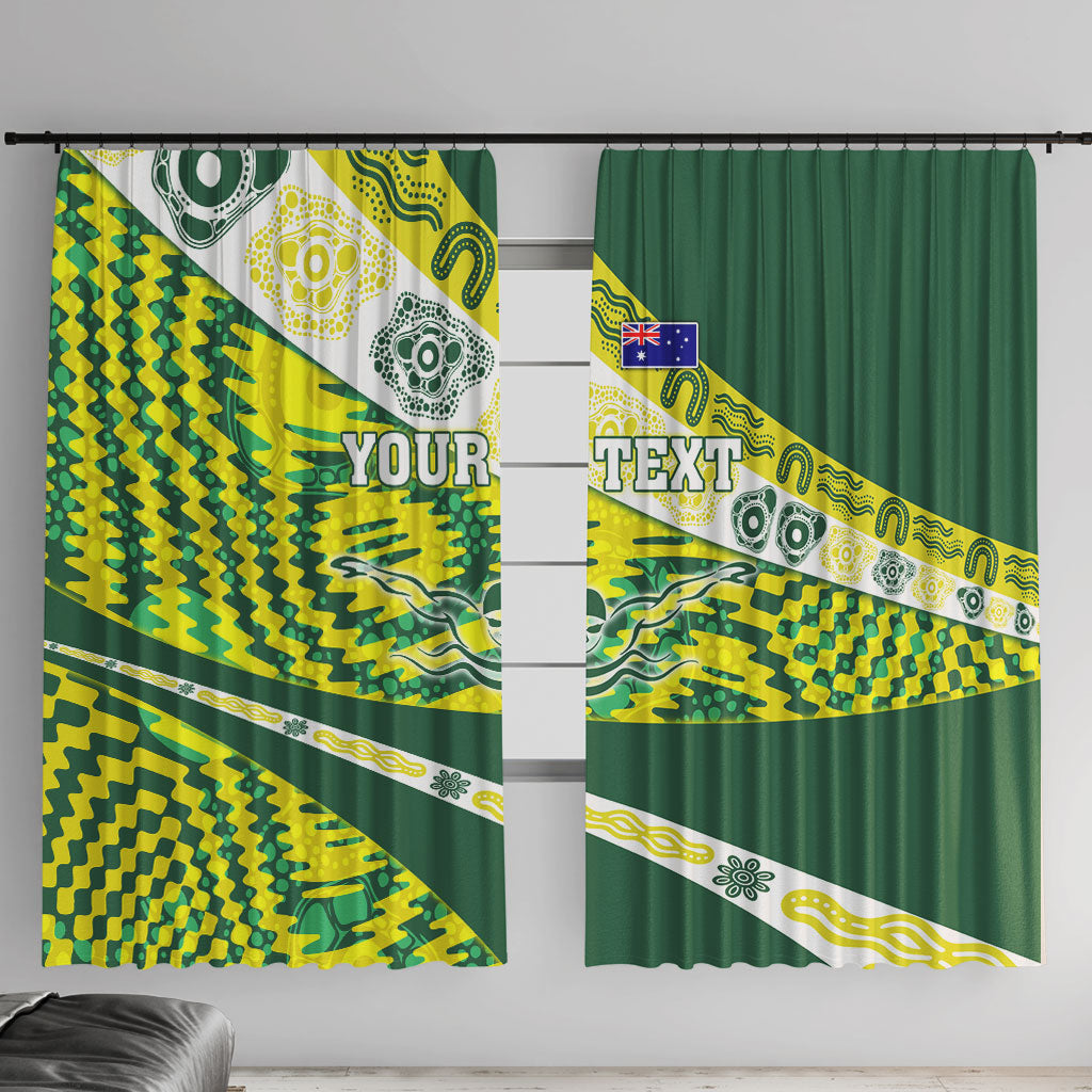 Personalised Australia Swimming Athlete Window Curtain Aboriginal Pattern Freestyle Swimmer Patriotic
