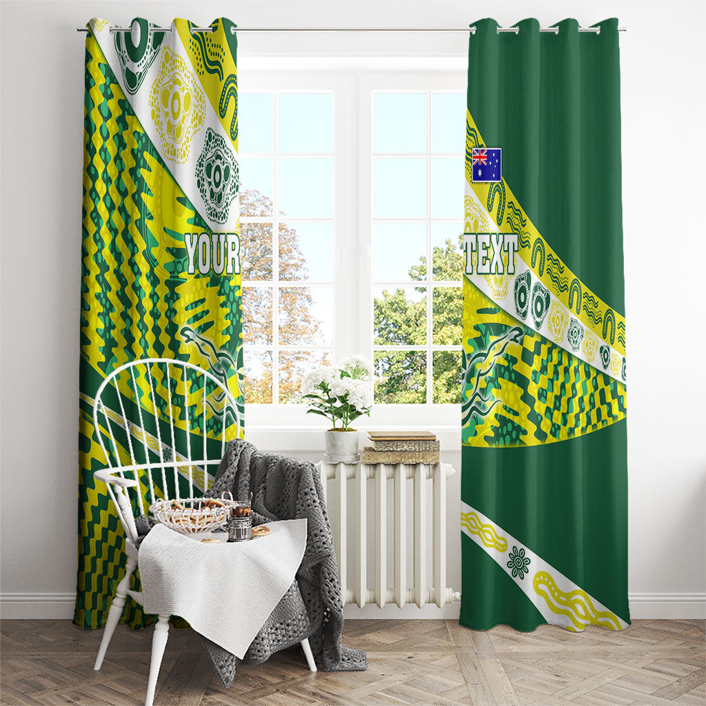 Personalised Australia Swimming Athlete Window Curtain Aboriginal Pattern Freestyle Swimmer Patriotic