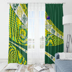 Personalised Australia Swimming Athlete Window Curtain Aboriginal Pattern Freestyle Swimmer Patriotic