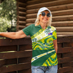 Personalised Australia Swimming Athlete Women Polo Shirt Aboriginal Pattern Freestyle Swimmer Patriotic