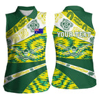 Personalised Australia Swimming Athlete Women Sleeveless Polo Shirt Aboriginal Pattern Freestyle Swimmer Patriotic