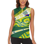 Personalised Australia Swimming Athlete Women Sleeveless Polo Shirt Aboriginal Pattern Freestyle Swimmer Patriotic