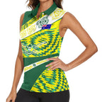 Personalised Australia Swimming Athlete Women Sleeveless Polo Shirt Aboriginal Pattern Freestyle Swimmer Patriotic