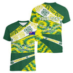 Personalised Australia Swimming Athlete Women V-Neck T-Shirt Aboriginal Pattern Freestyle Swimmer Patriotic