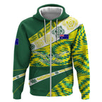 Personalised Australia Swimming Athlete Zip Hoodie Aboriginal Pattern Freestyle Swimmer Patriotic
