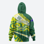 Personalised Australia Swimming Athlete Zip Hoodie Aboriginal Pattern Freestyle Swimmer Patriotic