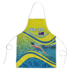 Personalized Australia Water Polo Swimmer Apron Dynamic Swimmer With Wave Pattern And National Colors