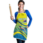 Personalized Australia Water Polo Swimmer Apron Dynamic Swimmer With Wave Pattern And National Colors