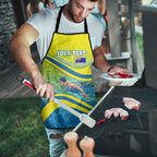 Personalized Australia Water Polo Swimmer Apron Dynamic Swimmer With Wave Pattern And National Colors