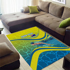 Personalized Australia Water Polo Swimmer Area Rug Dynamic Swimmer With Wave Pattern And National Colors