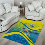 Personalized Australia Water Polo Swimmer Area Rug Dynamic Swimmer With Wave Pattern And National Colors