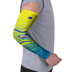 Personalized Australia Water Polo Swimmer Arm Sleeves Dynamic Swimmer With Wave Pattern And National Colors