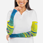 Personalized Australia Water Polo Swimmer Arm Sleeves Dynamic Swimmer With Wave Pattern And National Colors