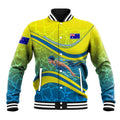 Personalized Australia Water Polo Swimmer Baseball Jacket Dynamic Swimmer With Wave Pattern And National Colors