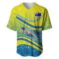 Personalized Australia Water Polo Swimmer Baseball Jersey Dynamic Swimmer With Wave Pattern And National Colors