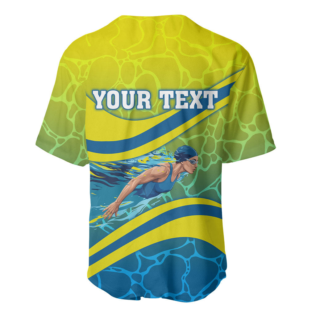 Personalized Australia Water Polo Swimmer Baseball Jersey Dynamic Swimmer With Wave Pattern And National Colors