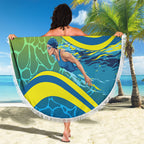 Personalized Australia Water Polo Swimmer Beach Blanket Dynamic Swimmer With Wave Pattern And National Colors
