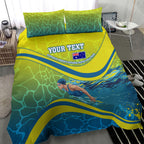 Personalized Australia Water Polo Swimmer Bedding Set Dynamic Swimmer With Wave Pattern And National Colors
