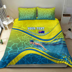 Personalized Australia Water Polo Swimmer Bedding Set Dynamic Swimmer With Wave Pattern And National Colors