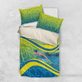 Personalized Australia Water Polo Swimmer Bedding Set Dynamic Swimmer With Wave Pattern And National Colors
