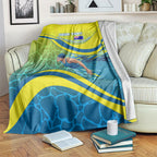 Personalized Australia Water Polo Swimmer Blanket Dynamic Swimmer With Wave Pattern And National Colors