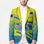 Personalized Australia Water Polo Swimmer Blazer Dynamic Swimmer With Wave Pattern And National Colors