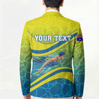 Personalized Australia Water Polo Swimmer Blazer Dynamic Swimmer With Wave Pattern And National Colors