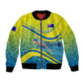 Personalized Australia Water Polo Swimmer Bomber Jacket Dynamic Swimmer With Wave Pattern And National Colors