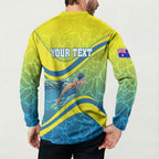 Personalized Australia Water Polo Swimmer Button Sweatshirt Dynamic Swimmer With Wave Pattern And National Colors