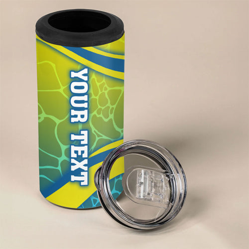 Personalized Australia Water Polo Swimmer 4 in 1 Can Cooler Tumbler Dynamic Swimmer With Wave Pattern And National Colors