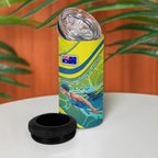 Personalized Australia Water Polo Swimmer 4 in 1 Can Cooler Tumbler Dynamic Swimmer With Wave Pattern And National Colors