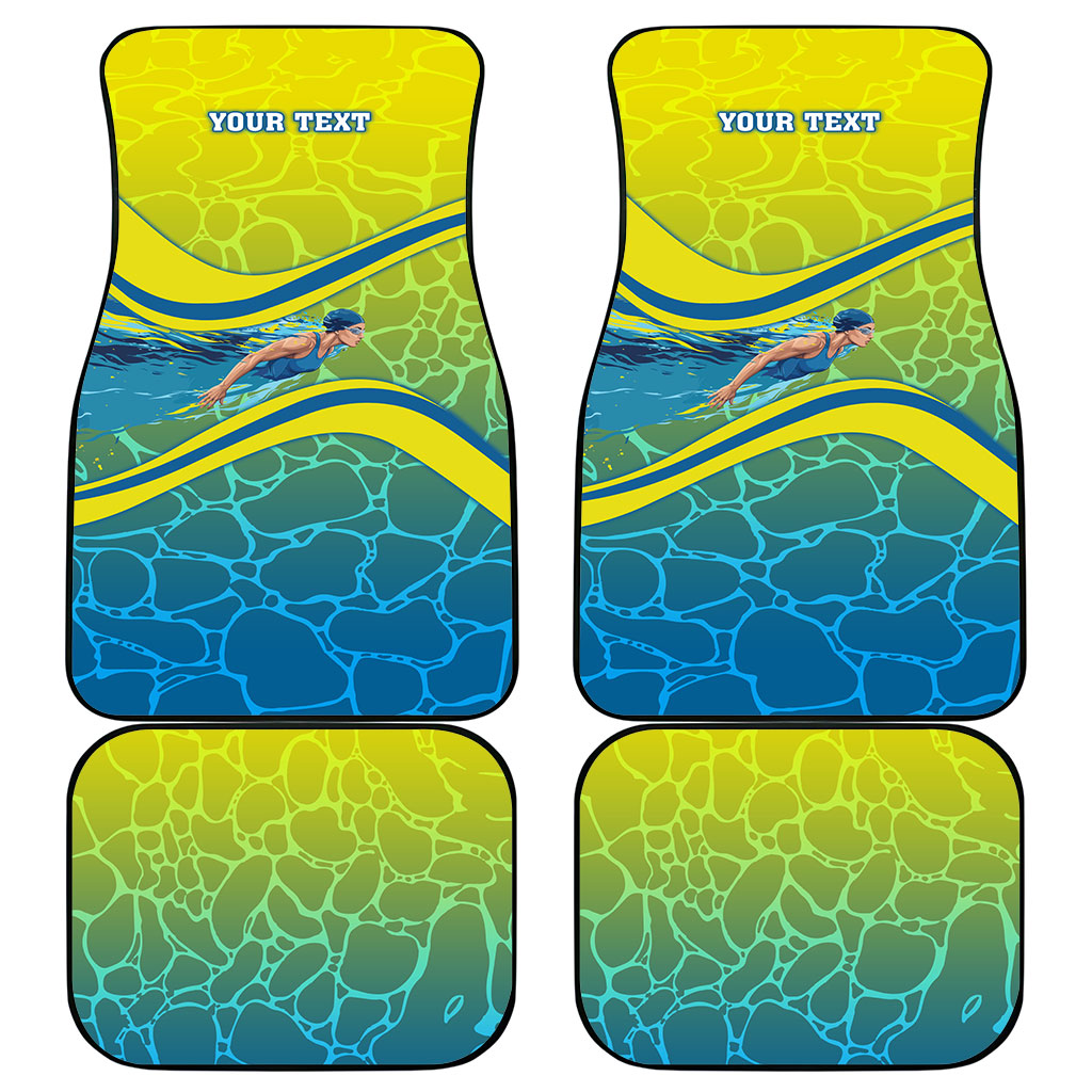 Personalized Australia Water Polo Swimmer Car Mats Dynamic Swimmer With Wave Pattern And National Colors