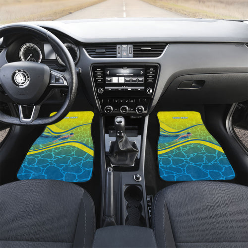 Personalized Australia Water Polo Swimmer Car Mats Dynamic Swimmer With Wave Pattern And National Colors